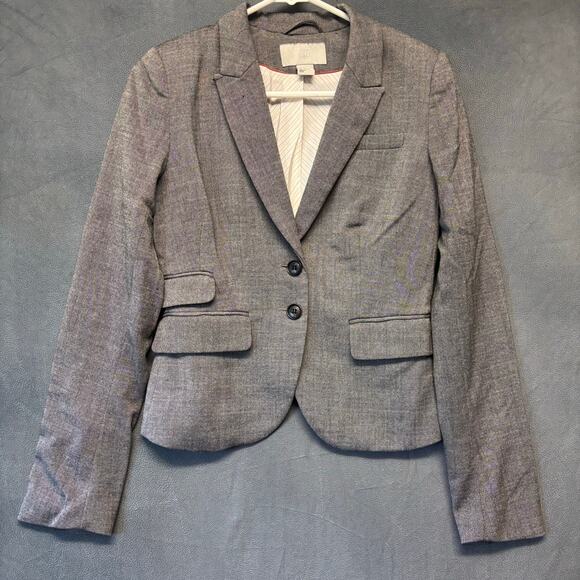 H&M Tailored Gray Blazer – Women’s Size 4 Career Work Jacket Lightweight Modern - Picture 1 of 14